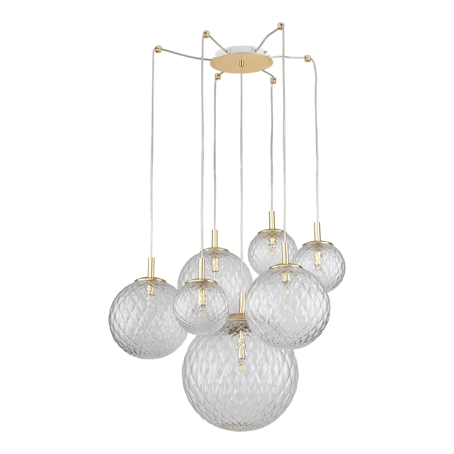 Lámpara colgante Cadix de cristal, 7 luces
