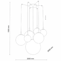 Lámpara colgante Cadix de cristal, 7 luces