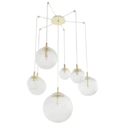 Lámpara colgante Cadix de cristal, 7 luces