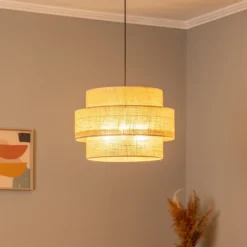 Lámpara colgante Calisto, Jute, marrón natural, 3 luces, Ø 50 cm