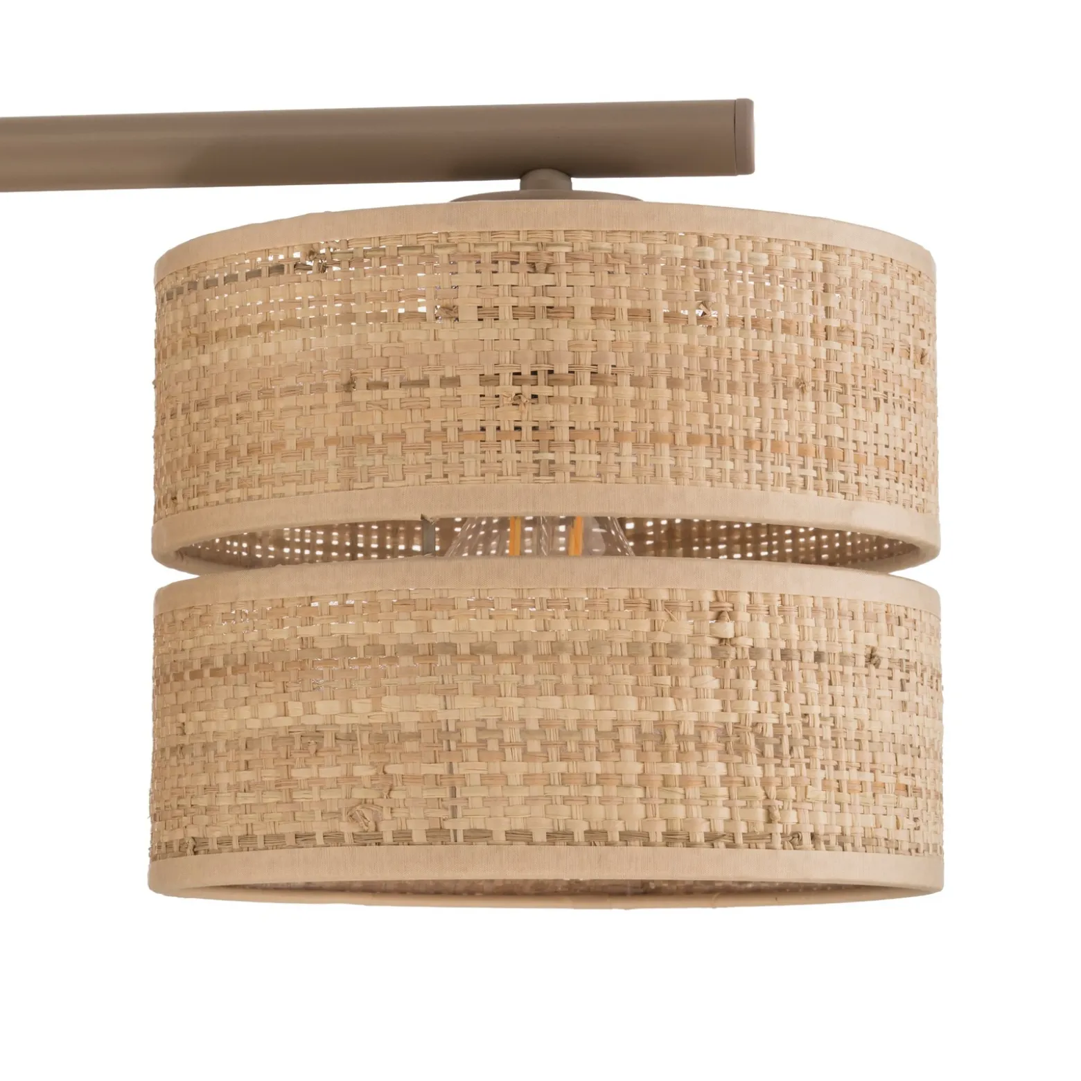 Lámpara colgante Calma, 4 luces, beige, rafia, longitud 95 cm