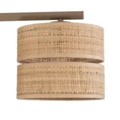 Lámpara colgante Calma, 4 luces, beige, rafia, longitud 95 cm