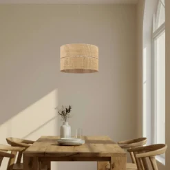 Lámpara colgante Calma, 1 luz, beige, rafia, Ø 50 cm, E27