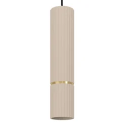 Lámpara colgante Caminia, color arena, longitud 77 cm, acero, 3 luces.