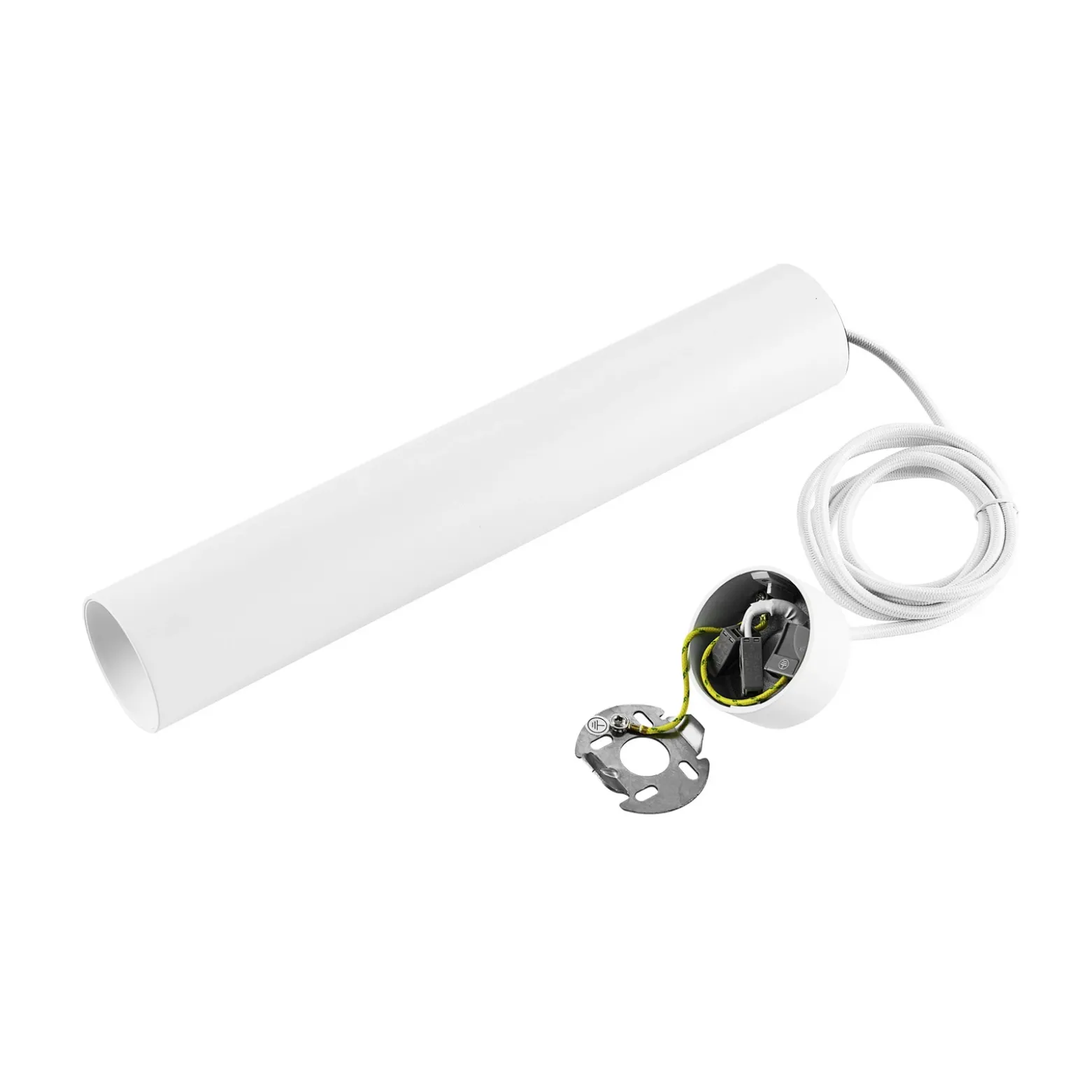 Lámpara colgante CAN, blanca, altura 35 cm, Ø 6 cm, metal, GU10