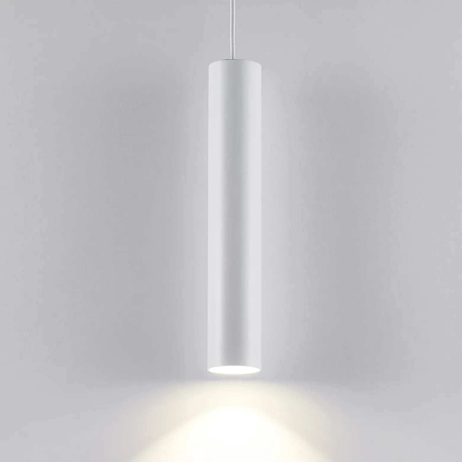 Lámpara colgante CAN, blanca, altura 35 cm, Ø 6 cm, metal, GU10