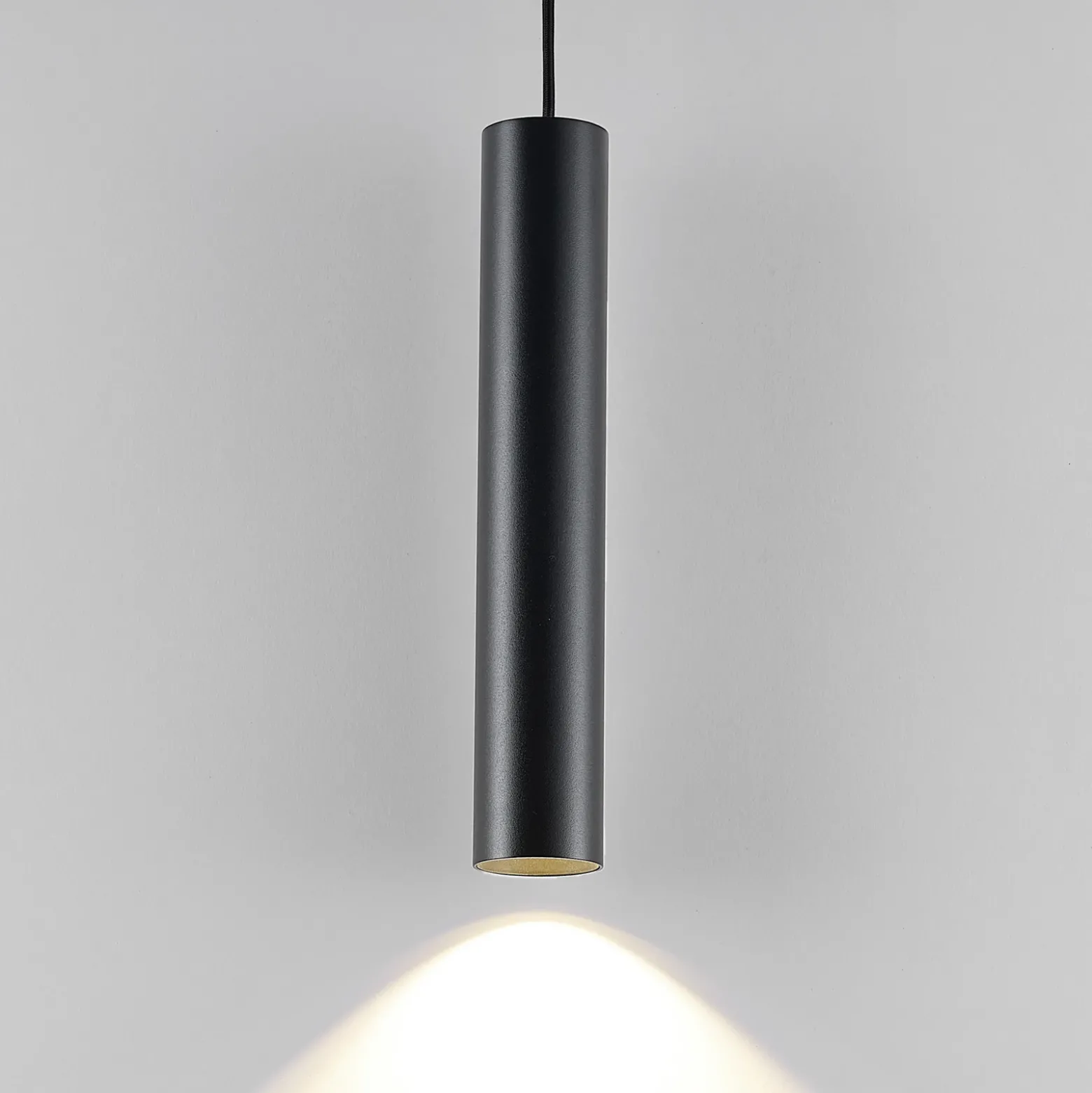 Lámpara colgante CAN, negro, altura 35 cm, Ø 6 cm, metal, GU10