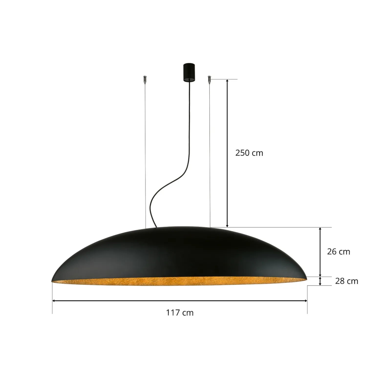 Lámpara colgante Canoe V, negro/dorado