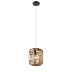 Lámpara colgante Canyana de Lindby, natural, ratán, Ø 22 cm