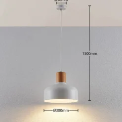 Lámpara colgante Carlise con elemento de madera