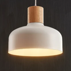Lámpara colgante Carlise con elemento de madera
