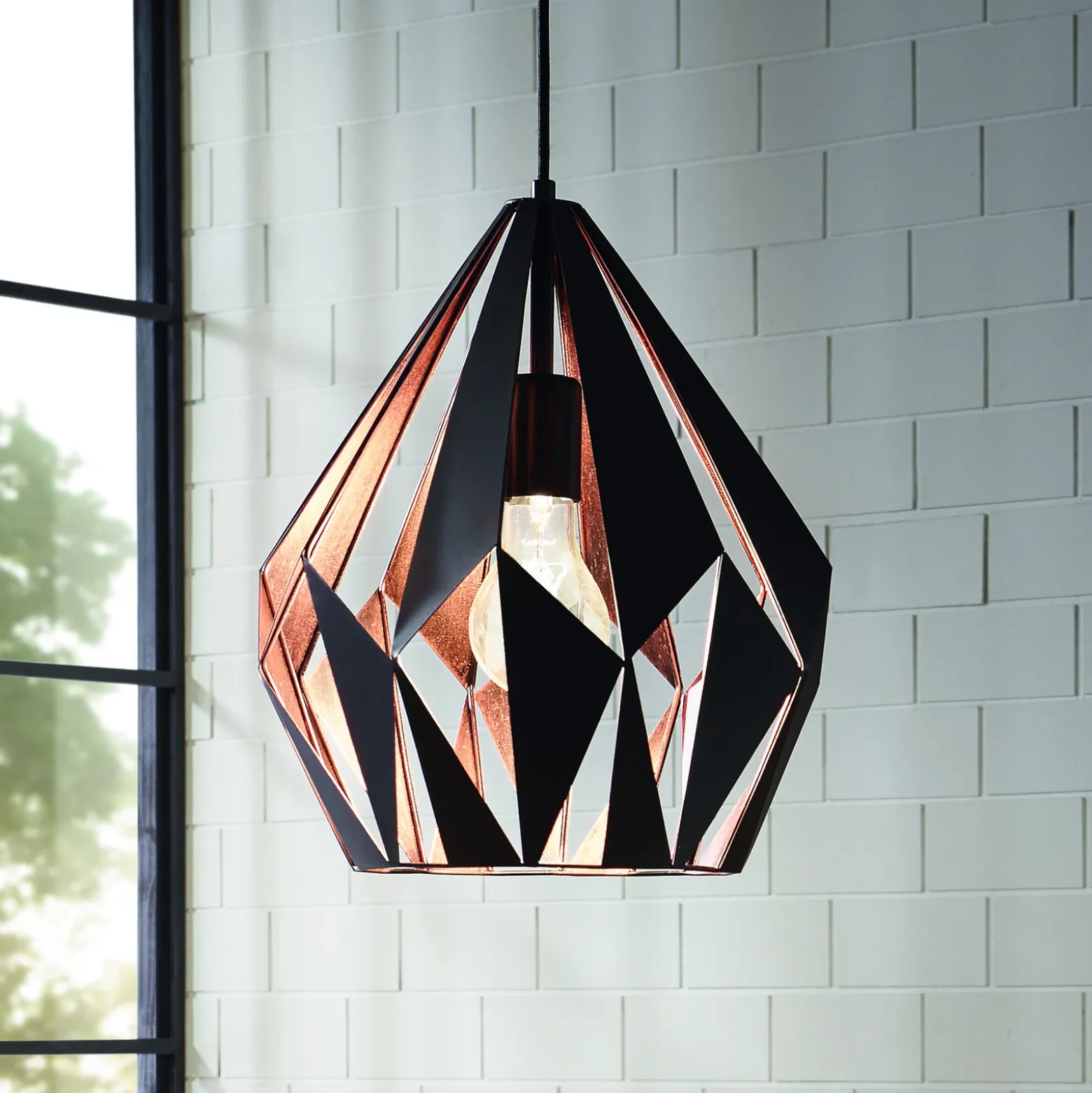 Lámpara colgante Carlton negro-cobre Ø 31 cm