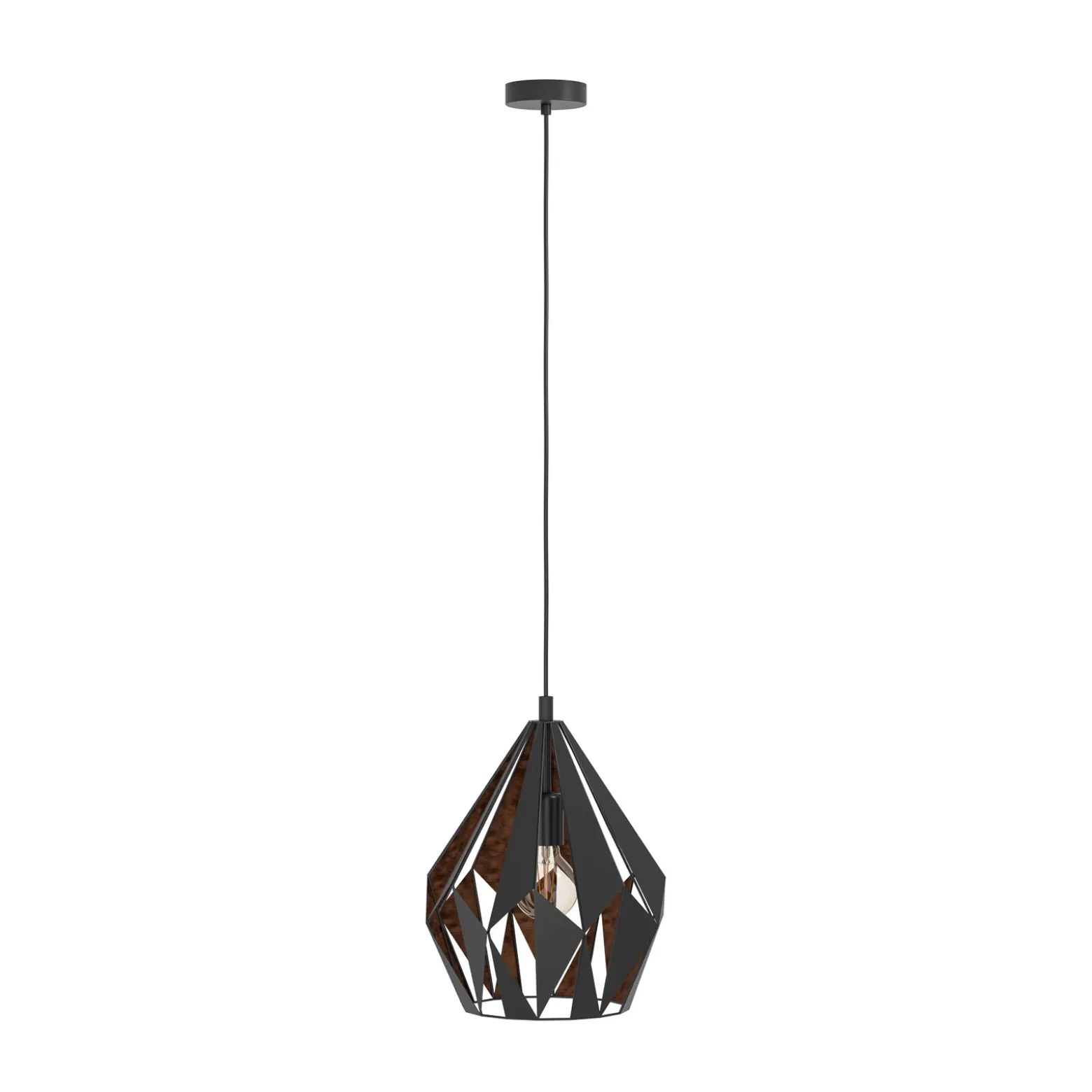 Lámpara colgante Carlton negro-cobre Ø 31 cm