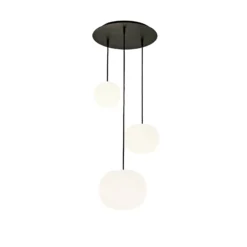 Lámpara colgante Casablanca Acai, blanco/negro, 16 cm/21 cm/26 cm