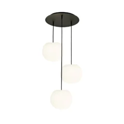 Lámpara colgante Casablanca Acai, blanco/negro, redonda, 3 luces, 26 cm