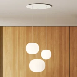Lámpara colgante Casablanca Acai, blanca, 3 luces, 16 cm/21 cm/26 cm