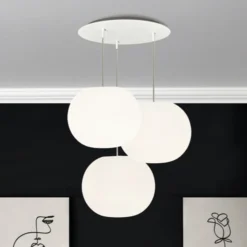 Lámpara colgante Casablanca Acai, blanca, redonda, 3 luces, Ø 26 cm, E27