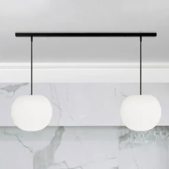 Lámpara colgante Casablanca Acai, blanco/negro, larga, 2 luces, 26 cm