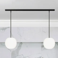 Lámpara colgante Casablanca Acai, blanco/negro, larga, 2 luces, 21 cm