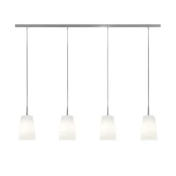 Lámpara colgante Casablanca Mesa, blanca, cristal, 4 luces, 120 cm, E27