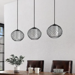 Lámpara colgante Cedrice de Lindby, 3 luces, negra, metal, E27