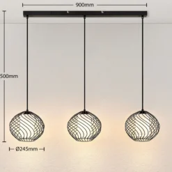 Lámpara colgante Cedrice de Lindby, 3 luces, negra, metal, E27