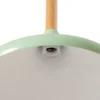 Lámpara colgante Chris, verde menta/blanco, Ø 35 cm, metal, detalle madera
