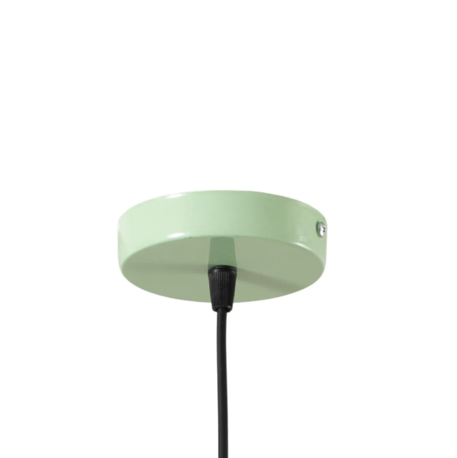 Lámpara colgante Chris, verde menta/blanco, Ø 35 cm, metal, detalle madera