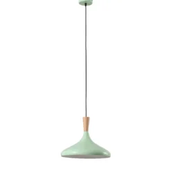 Lámpara colgante Chris, verde menta/blanco, Ø 35 cm, metal