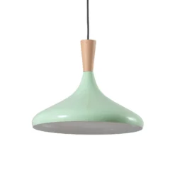 Lámpara colgante Chris, verde menta/blanco, Ø 35 cm, metal
