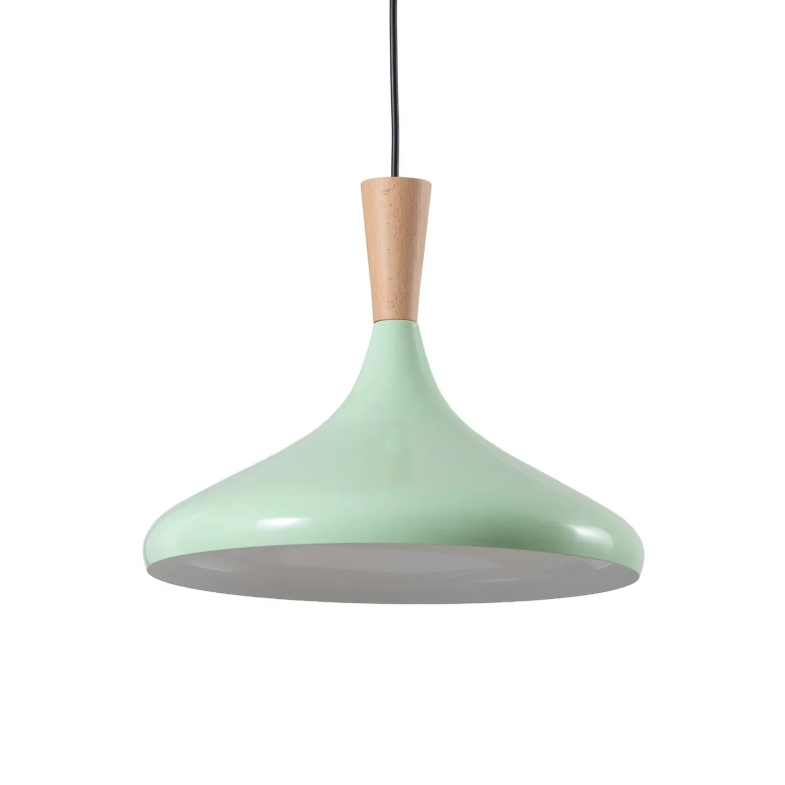 Lámpara colgante Chris, verde menta/blanco, Ø 35 cm, metal