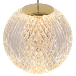 Lámpara colgante Cintra LED, Ø 25 cm, transparente/oro, acrílico