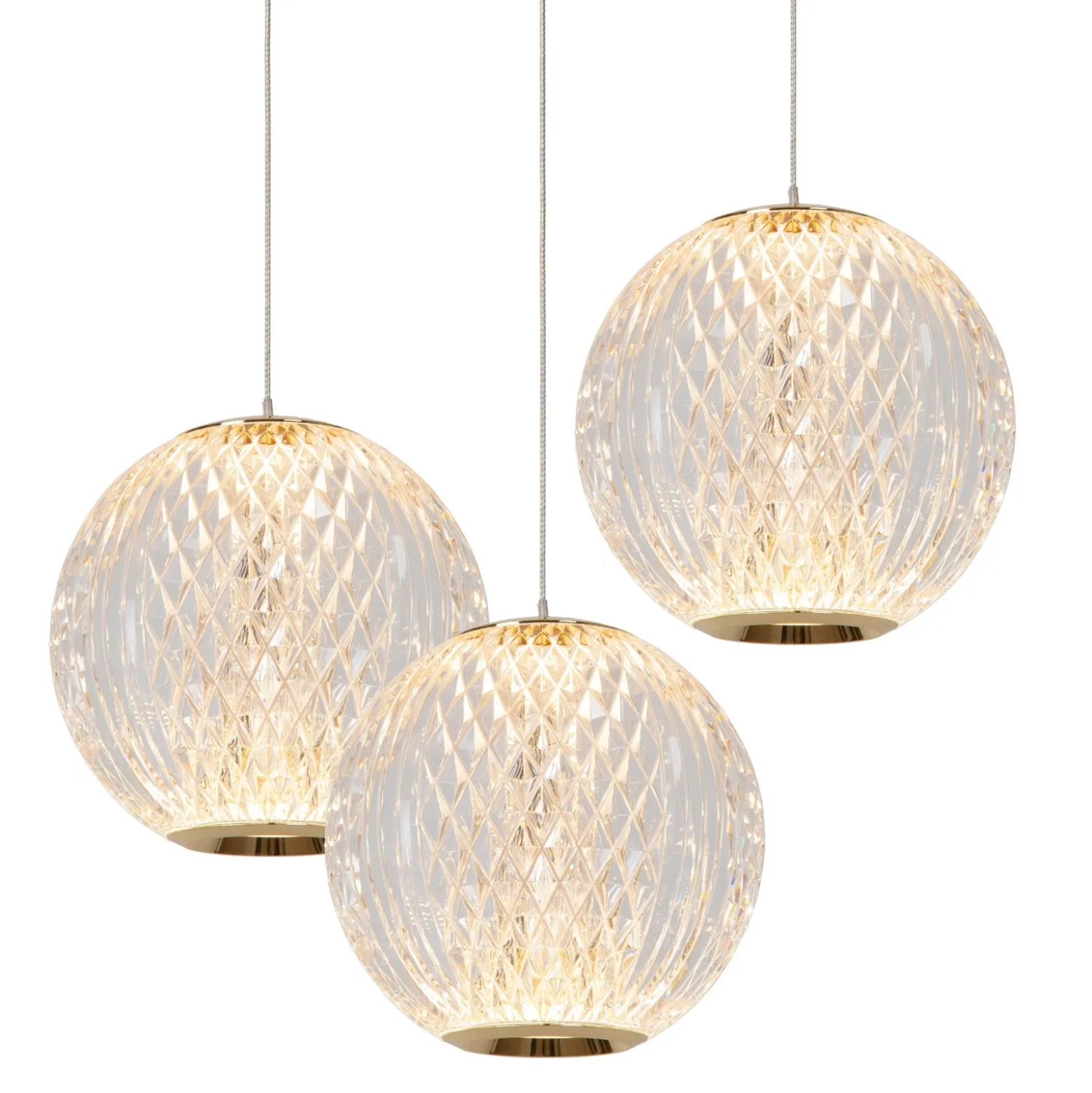 Lámpara colgante Cintra LED, Ø 25 cm, transparente/oro, acrílico