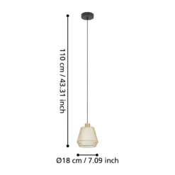 Lámpara colgante Ciudadela, Ø 18 cm, negro/latón, acero