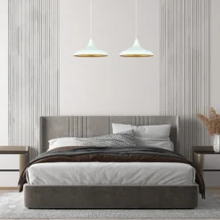 Lámpara colgante Claus, blanca, longitud 85 cm, 2 luces, metal