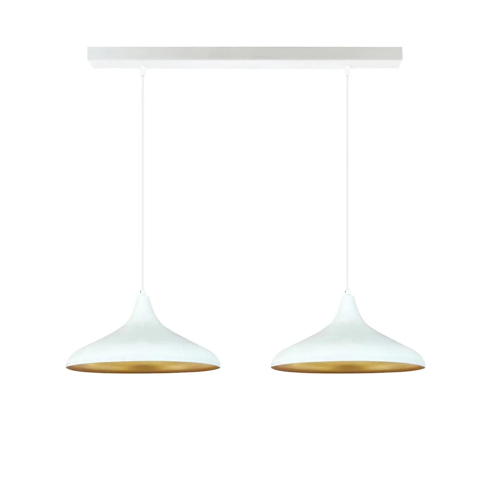 Lámpara colgante Claus, blanca, longitud 85 cm, 2 luces, metal