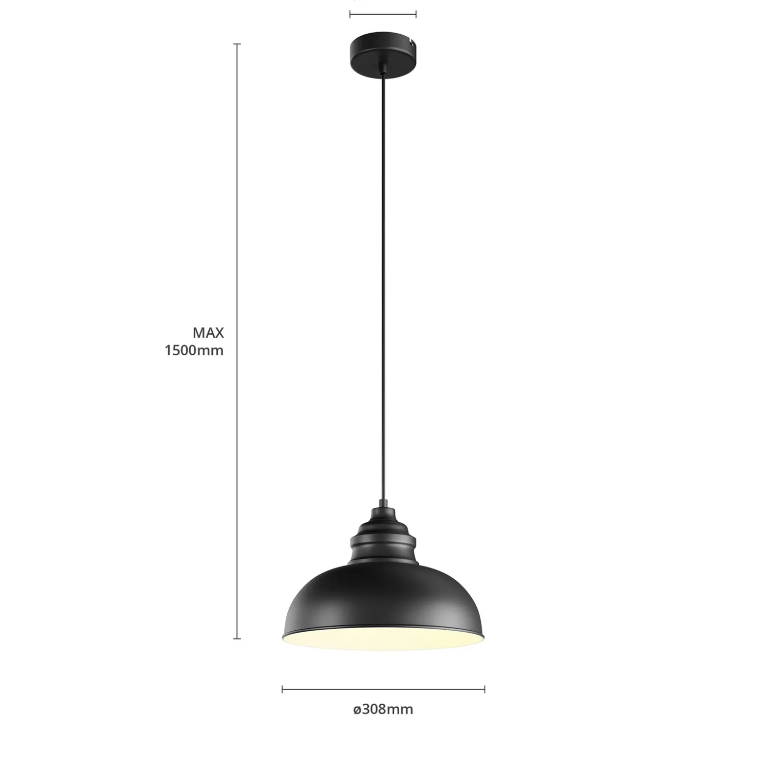 Lámpara colgante Cliona de Lindby, negra, metal, Ø 31 cm, E27
