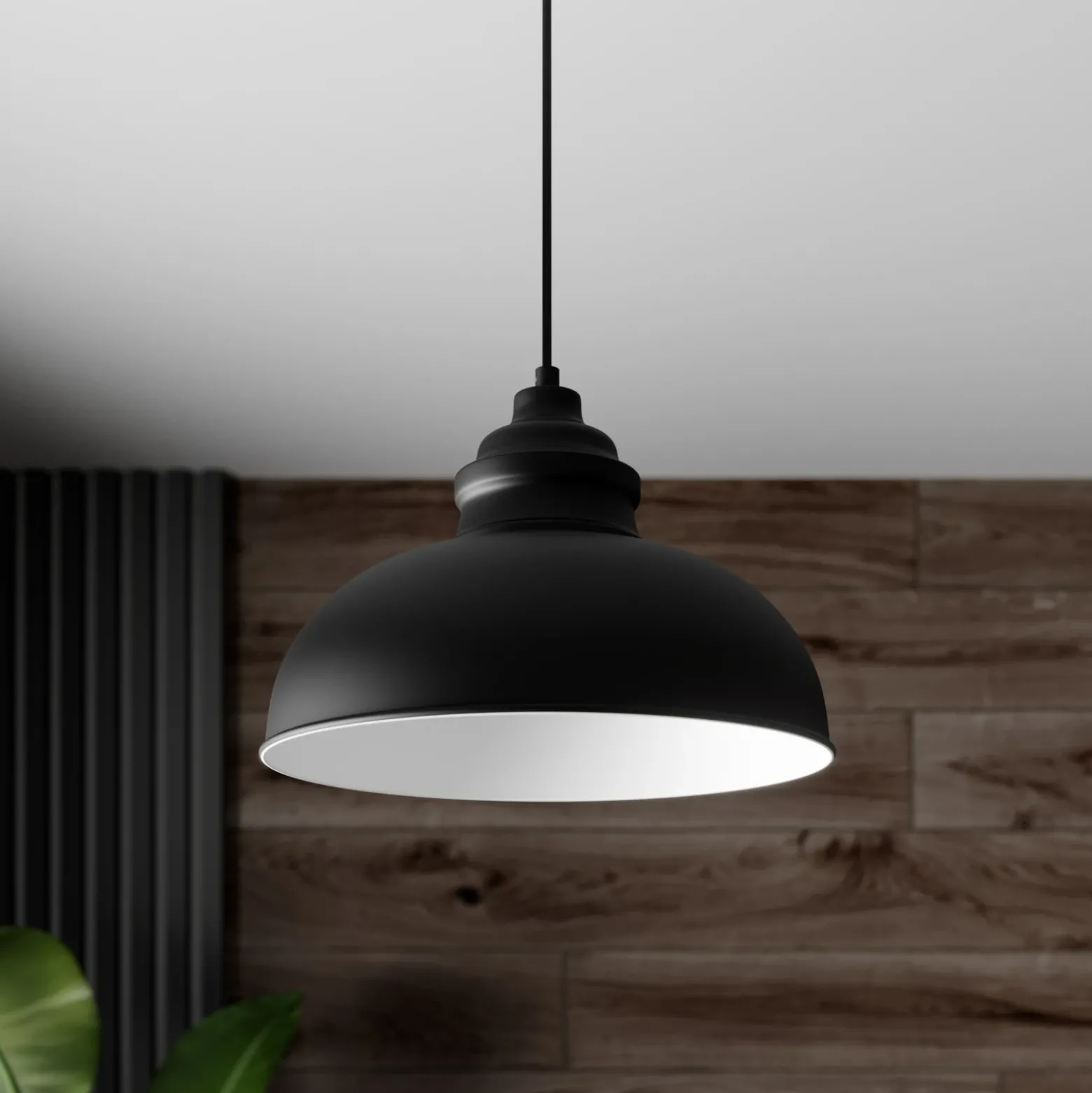 Lámpara colgante Cliona de Lindby, negra, metal, Ø 31 cm, E27