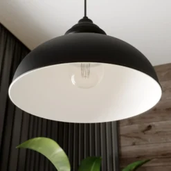 Lámpara colgante Cliona de Lindby, negra, metal, Ø 31 cm, E27