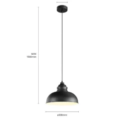 Lámpara colgante Cliona de Lindby, negra, metal, Ø 31 cm, E27