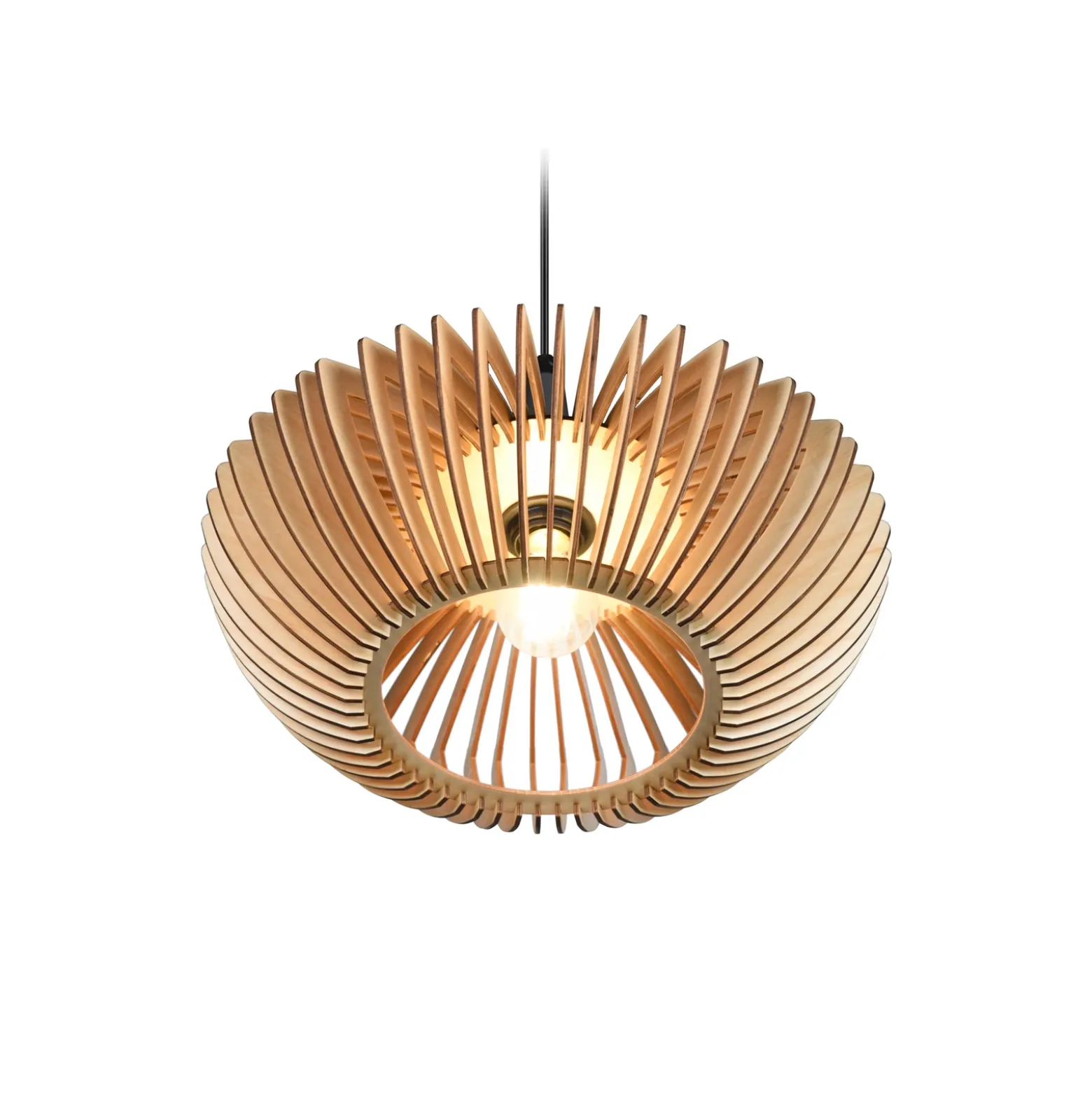 Lámpara colgante Colino de láminas de madera, madera clara
