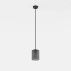 Lámpara colgante Colomera, Ø 15 cm, negro/gris, cristal