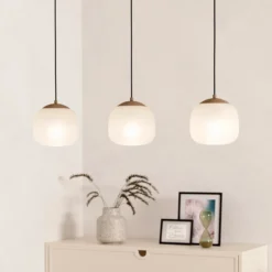 Lámpara colgante Cominio topo/arena, 3 luces
