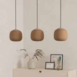 Lámpara colgante Cominio topo/arena, 3 luces