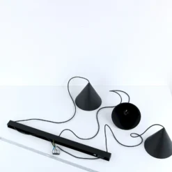 Lámpara colgante Cono, 3 luces, negro, E27