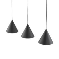 Lámpara colgante Cono, 3 luces, negro, E27