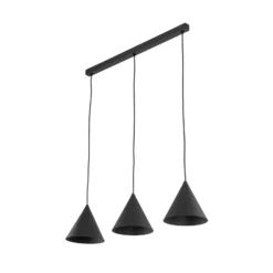 Lámpara colgante Cono, 3 luces, negro, E27
