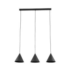 Lámpara colgante Cono, 3 luces, negro, E27