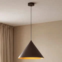 Lámpara colgante Cono, 1 luz, Ø 50 cm, marrón, E27