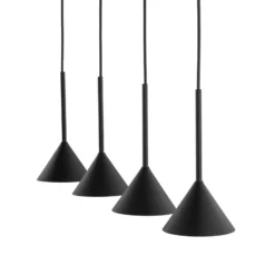 Lámpara colgante Cono Mini, 4 luces, negro GU10